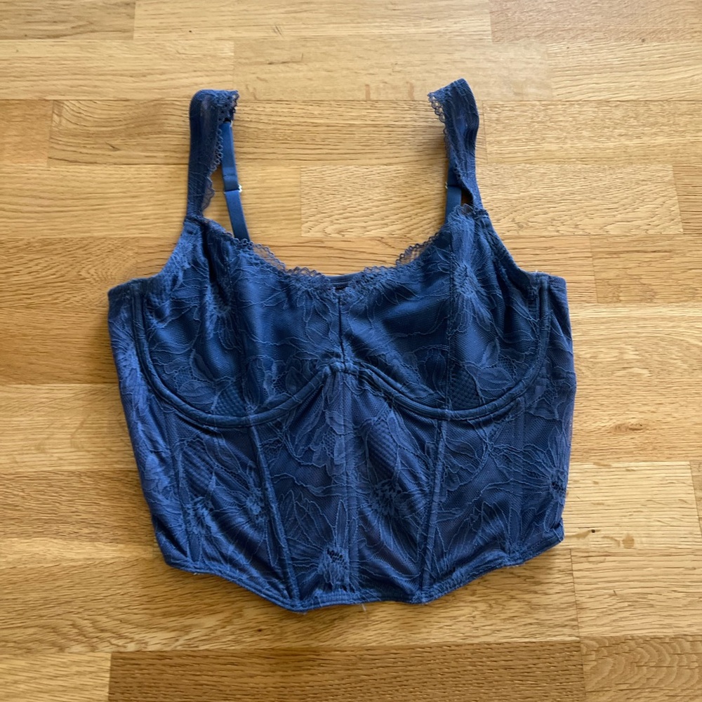 Gilly Hicks Blue Bustier Corset Crop Top - Size Medium *Brand New*